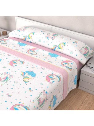JUEGO DE SÁBANAS TÉRMICAS UNICORNIO CORALINA