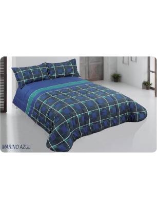 EDREDÓN ESTAMPADO REVERSIBLE MARINO